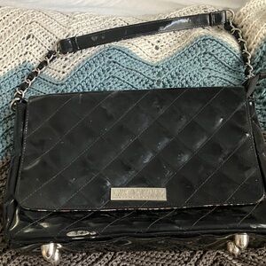 Lux de Ville Black Patent Quilted Shoulder Bag